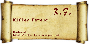 Kiffer Ferenc névjegykártya