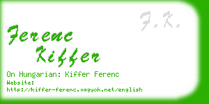 ferenc kiffer business card